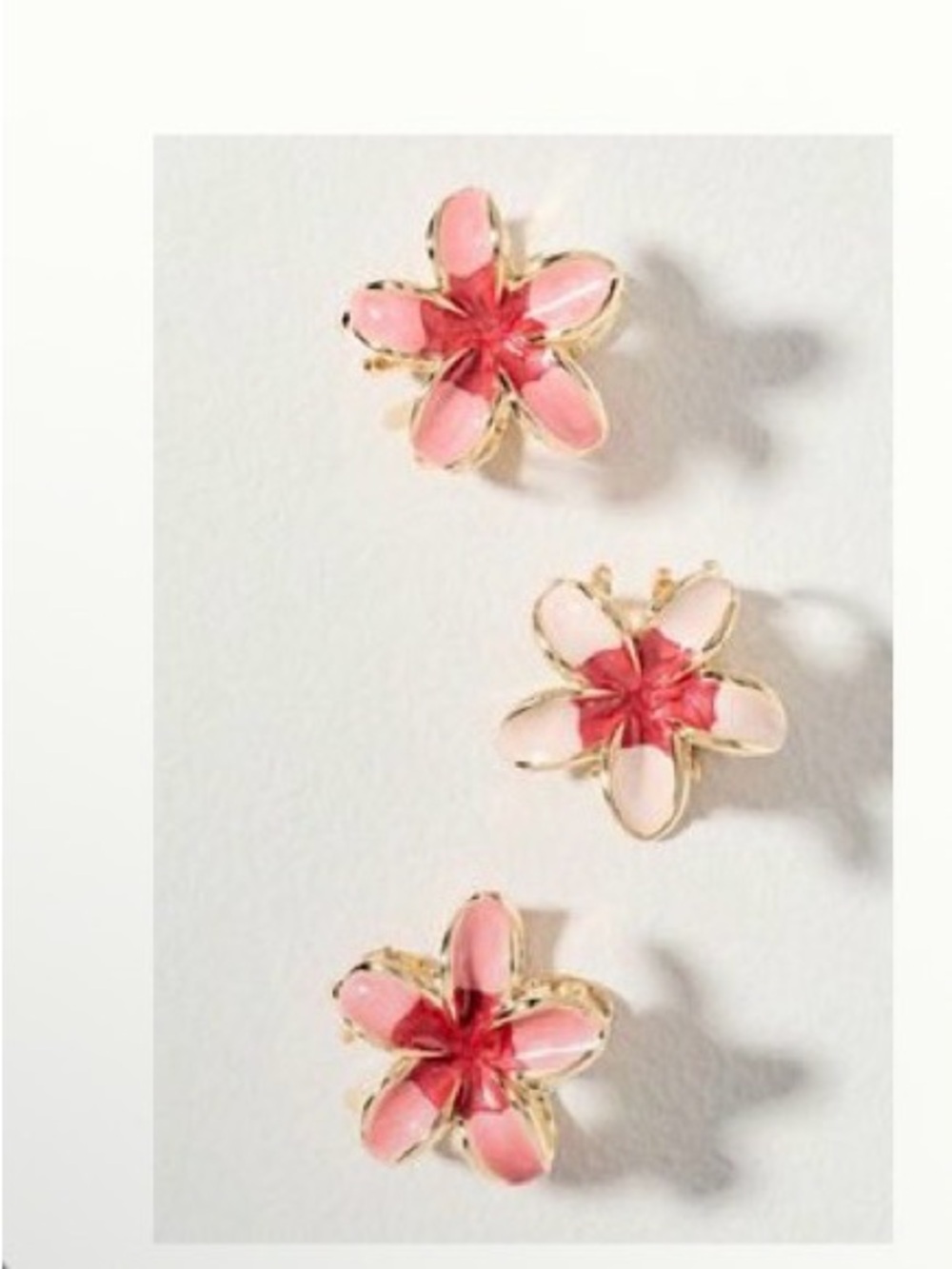 Anthropologie Fleur Pink Mini Hair Clips